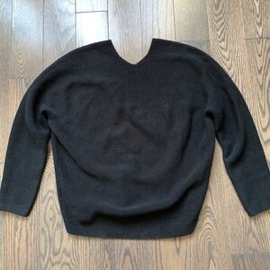 Black V Neck Cotton Sweater - Uniqlo
